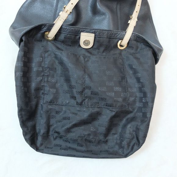 Michael Kors Black Leather Gold Tone Hardware Double Handle Tote Bag - Picture 11 of 14